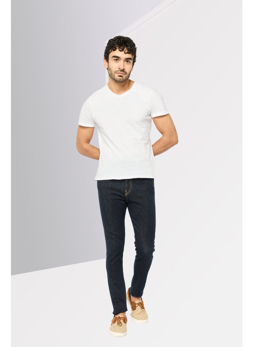 Men D Amny Skinny Fit Plain Stretchable Denim, Navy