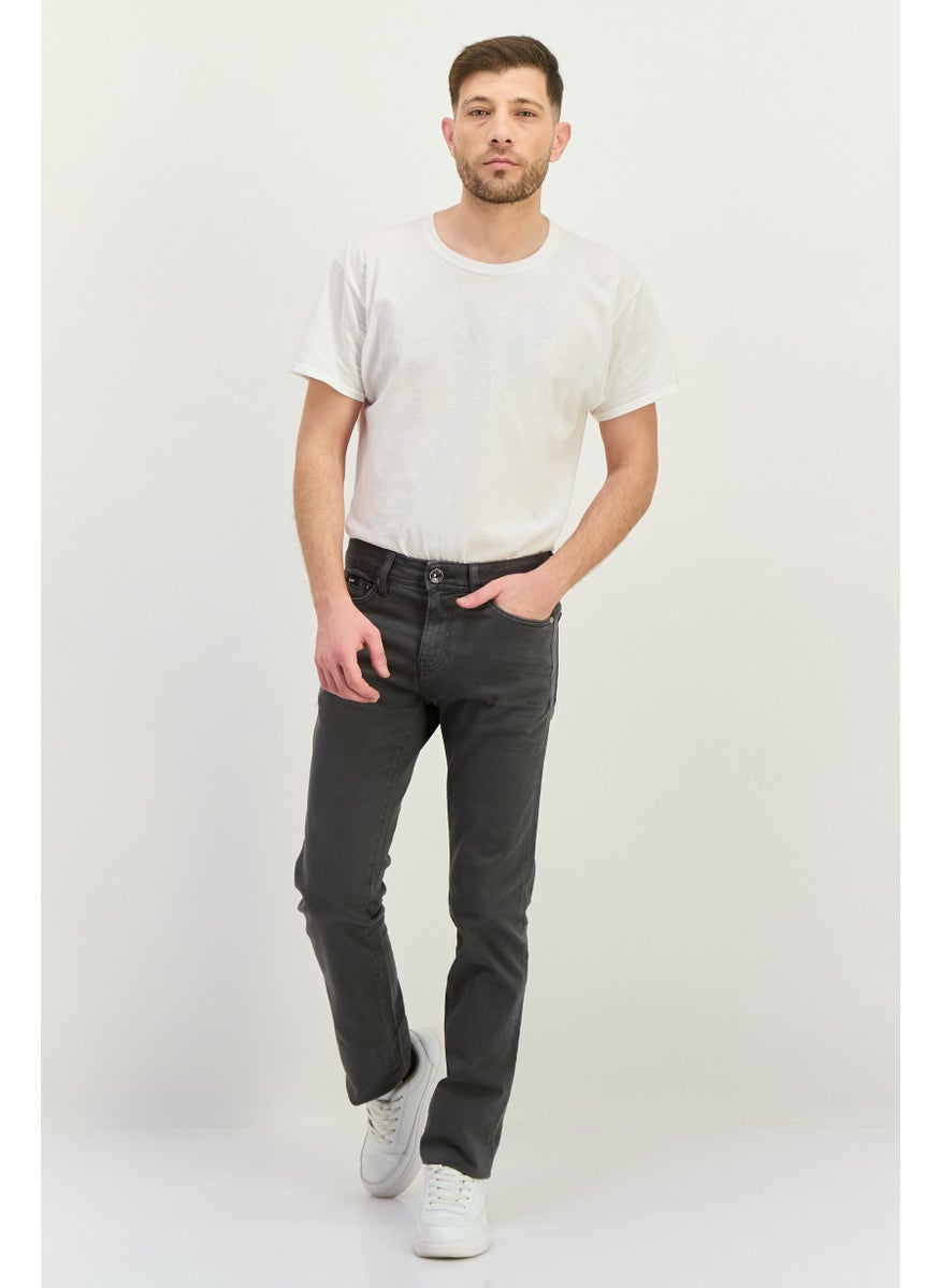 Men Slim Fit Plain Stretchable Albert Jeans, Grey