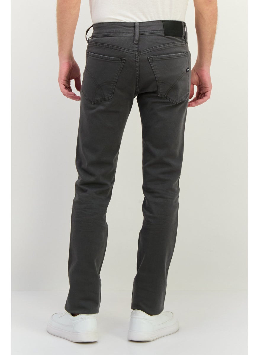 Men Slim Fit Plain Stretchable Albert Jeans, Grey