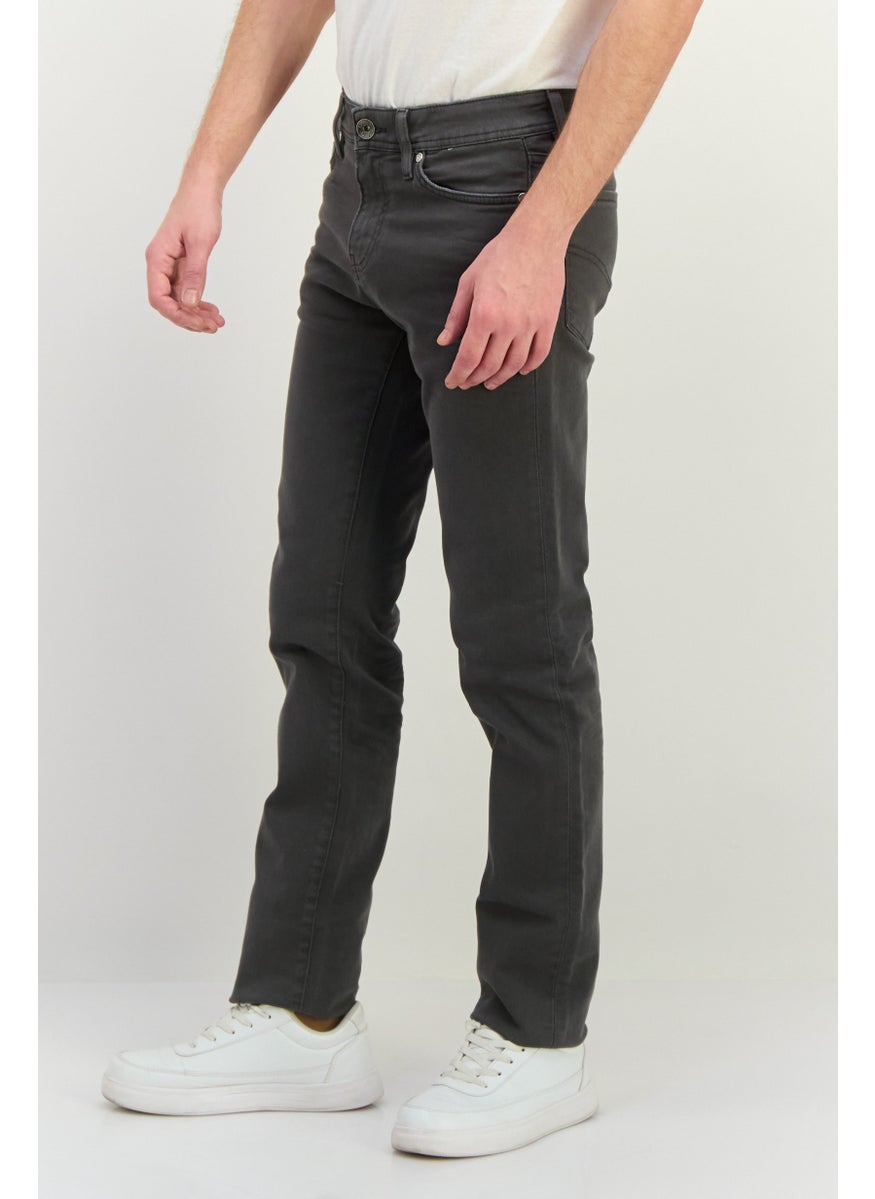 Men Slim Fit Plain Stretchable Albert Jeans, Grey