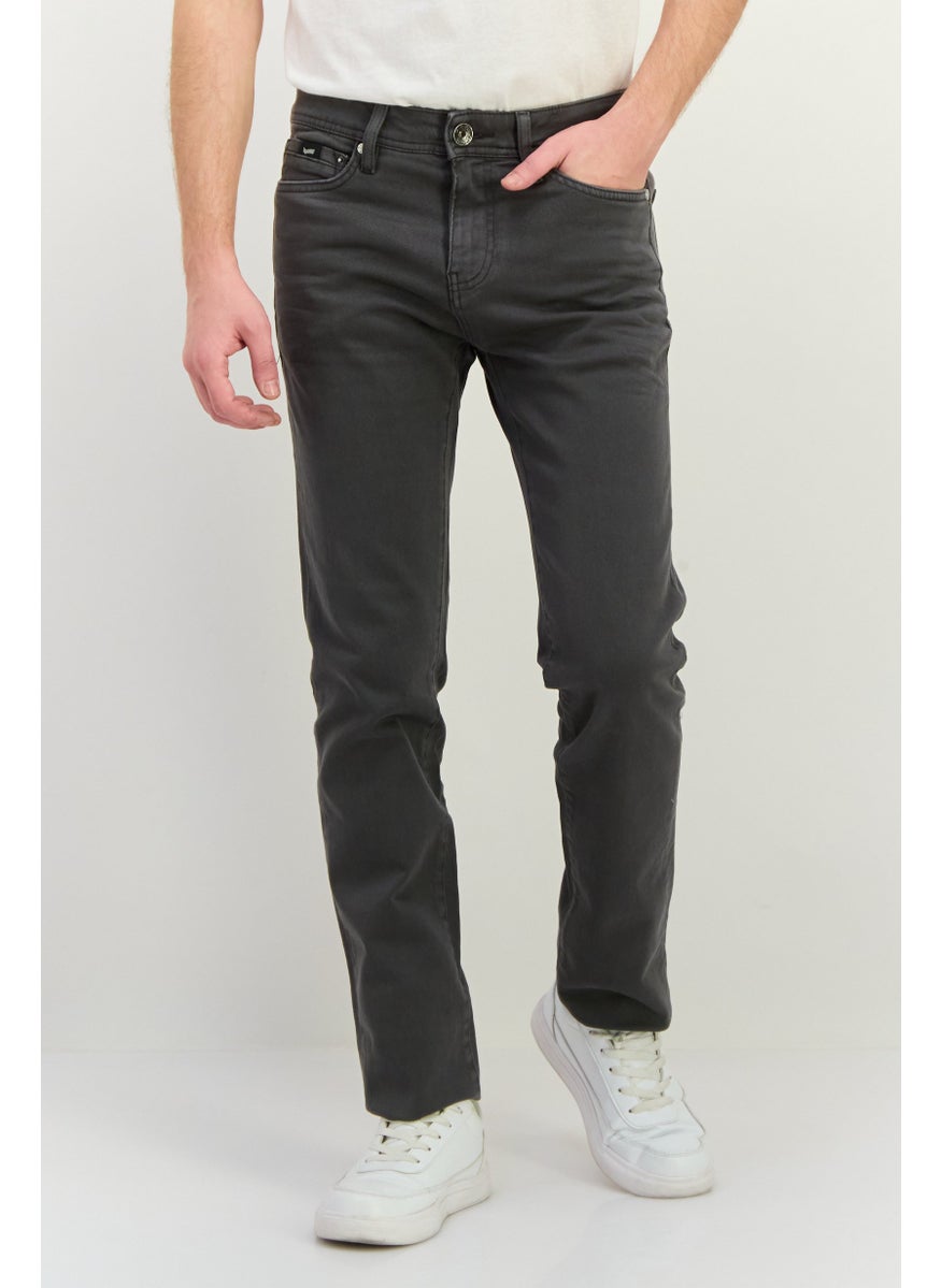 Men Slim Fit Plain Stretchable Albert Jeans, Grey
