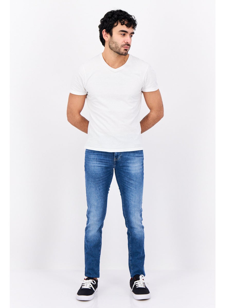 Men Skinny Fit Wash Stretchable Denim, Dusty Blue