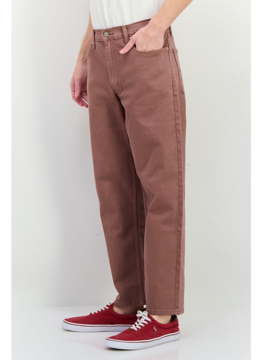 Men Regular Fit Plain Stretchable Jeans, Mauve