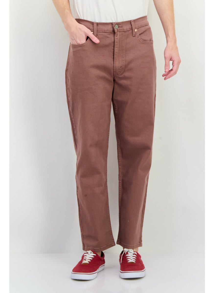 Men Regular Fit Plain Stretchable Jeans, Mauve