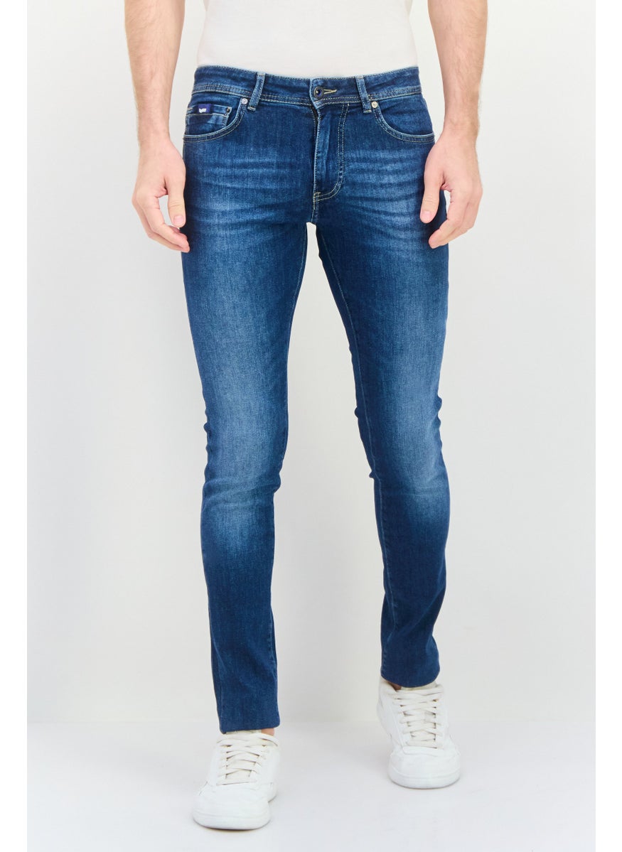 Men Skinny Fit Washed Stretchable Denim Jeans, Blue