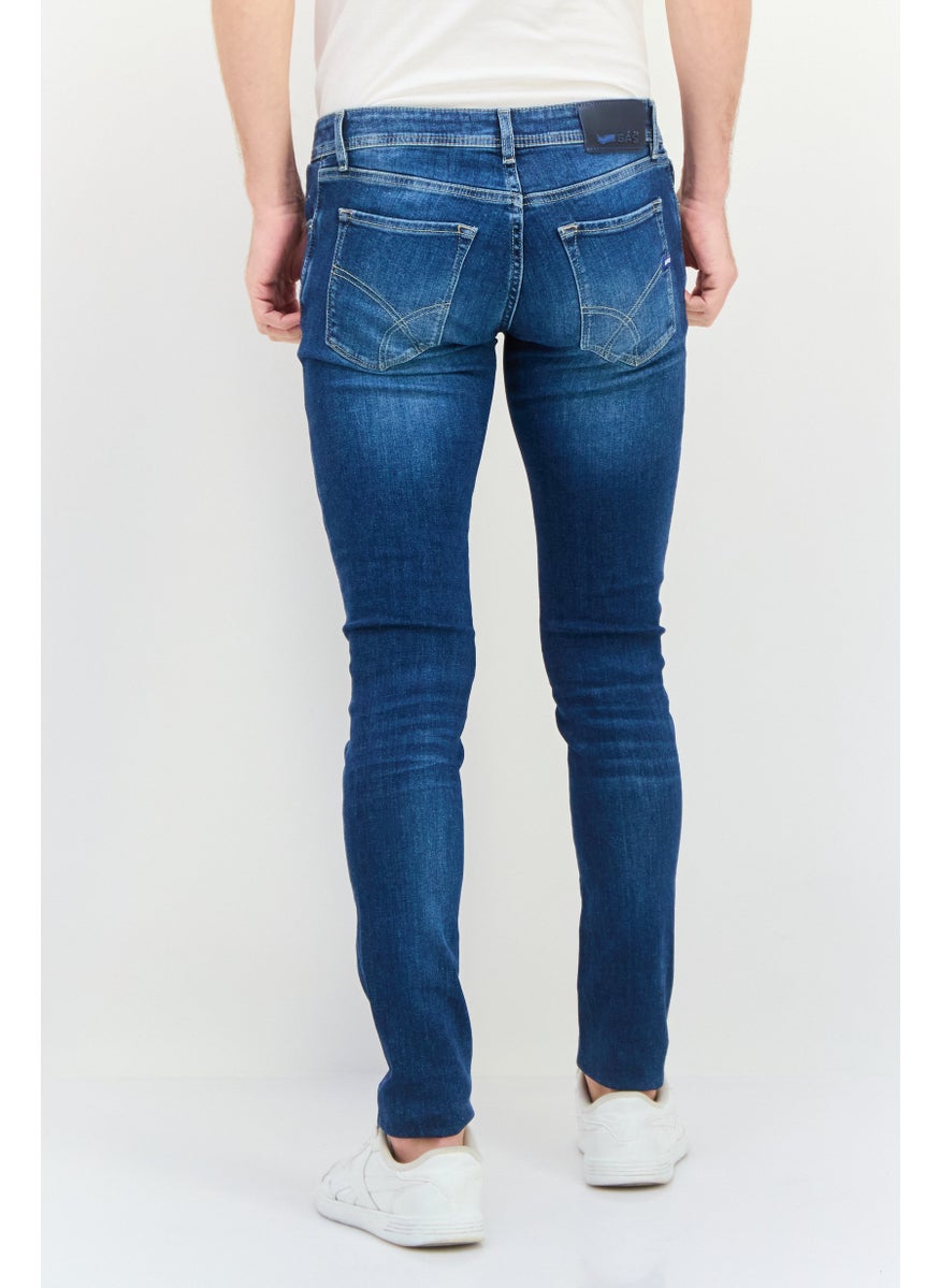 Men Skinny Fit Washed Stretchable Denim Jeans, Blue