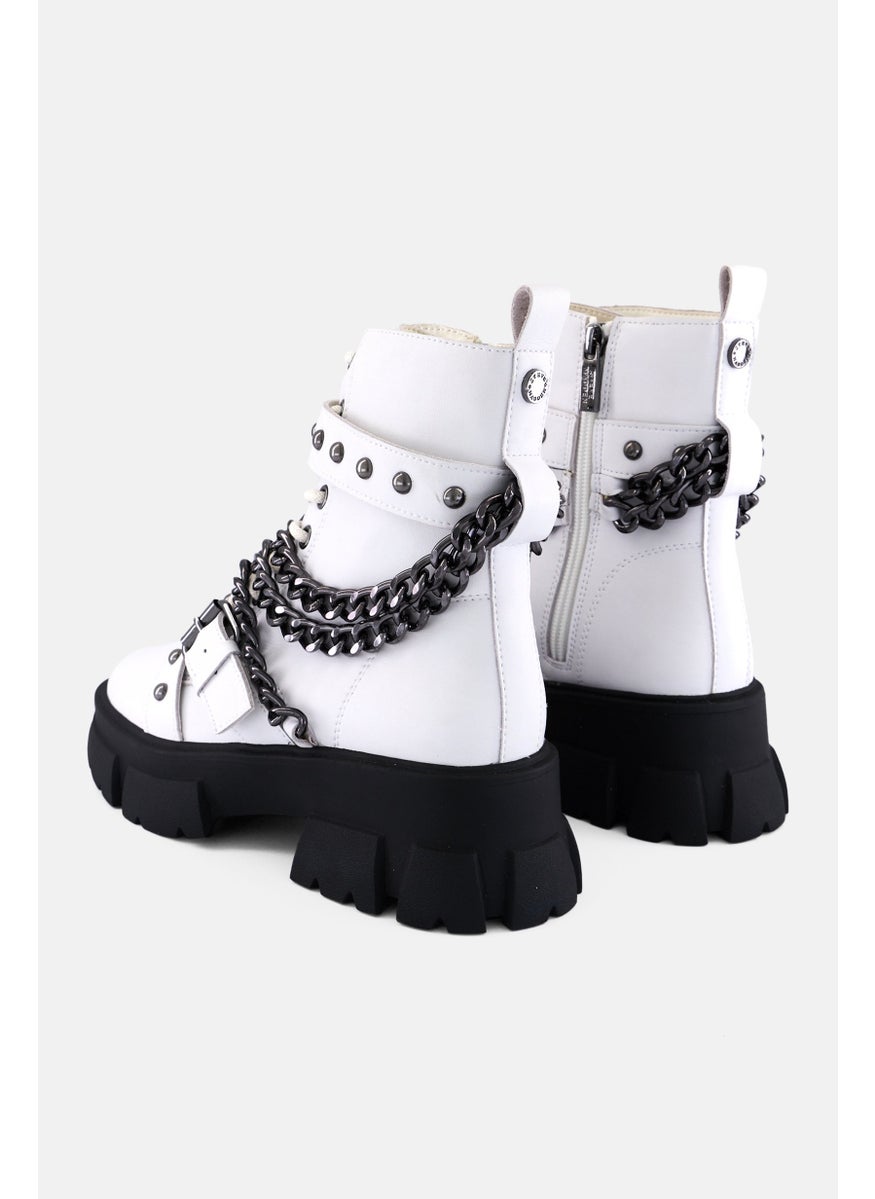 Women Tranquil Lace Up Ankle Boots, White