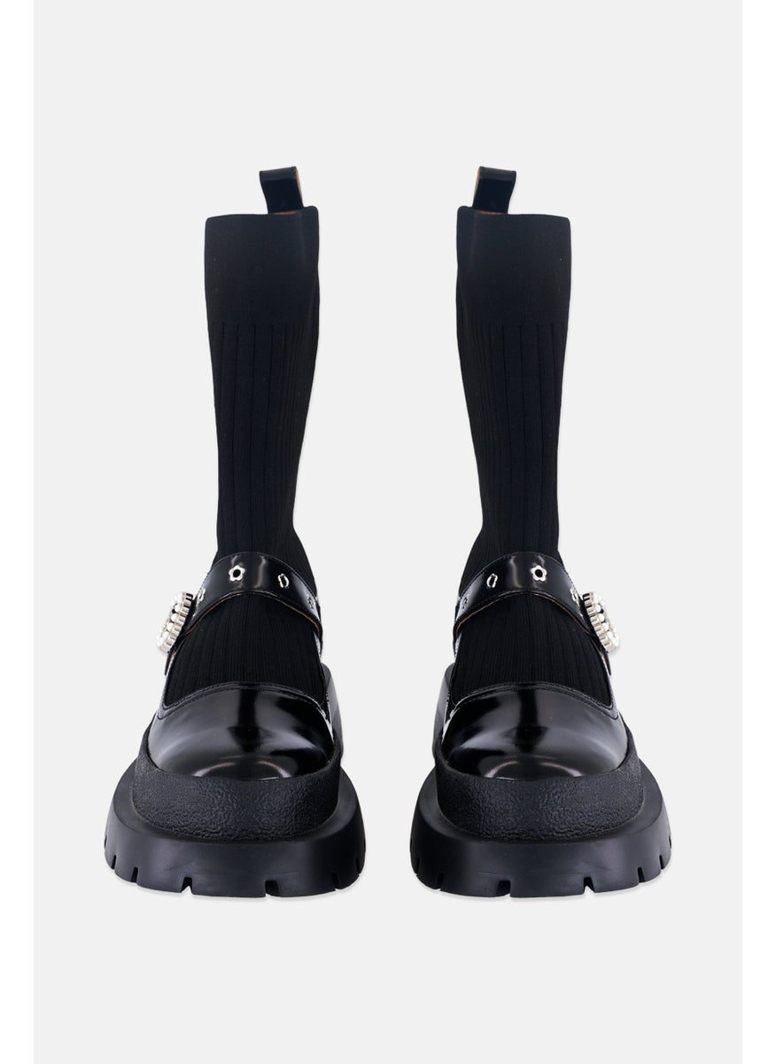 Women Dancey Slip On Ankle Boots, Black