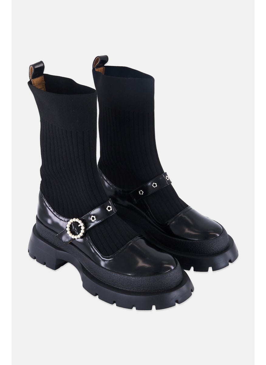 Women Dancey Slip On Ankle Boots, Black