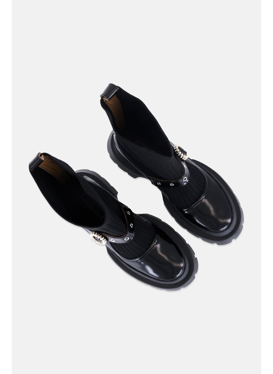 Women Dancey Slip On Ankle Boots, Black