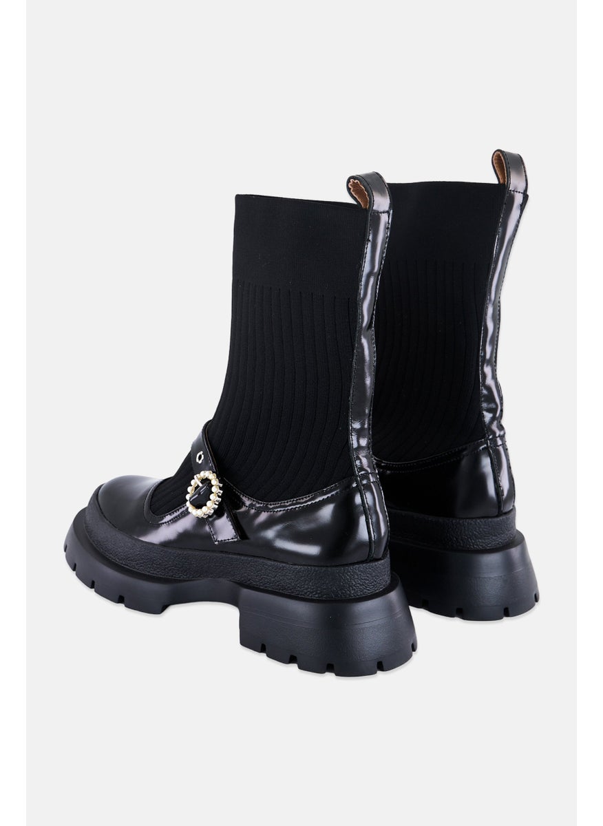 Women Dancey Slip On Ankle Boots, Black