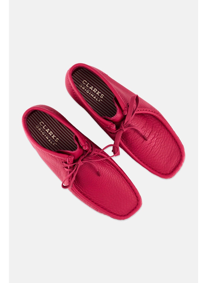 Women Standard Wallabee Lace up Ankle Boots, Berry Pink