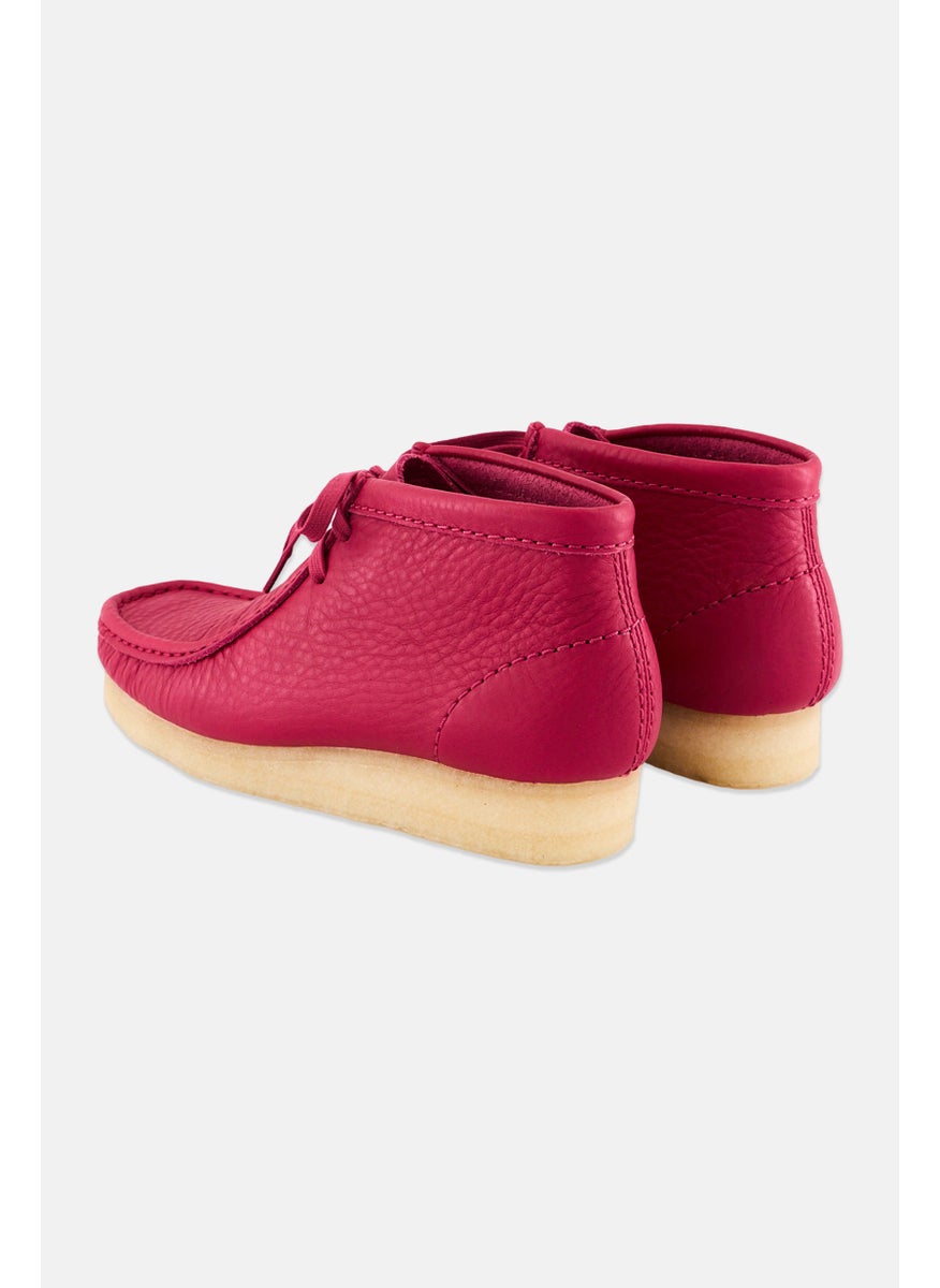 Women Standard Wallabee Lace up Ankle Boots, Berry Pink