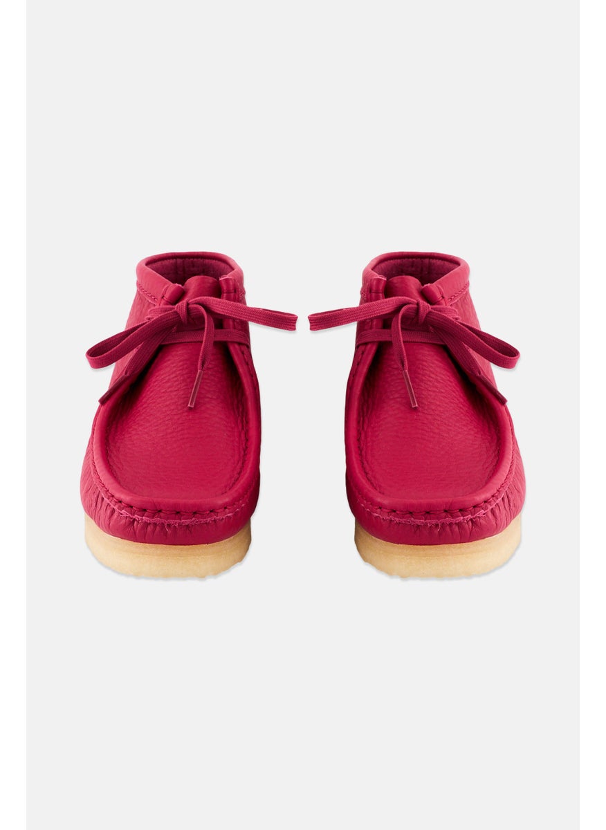 Women Standard Wallabee Lace up Ankle Boots, Berry Pink
