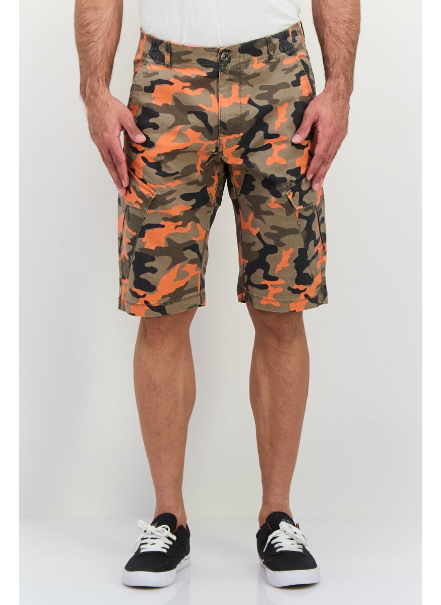 Men Camouflage Cargo Shorts, Olive