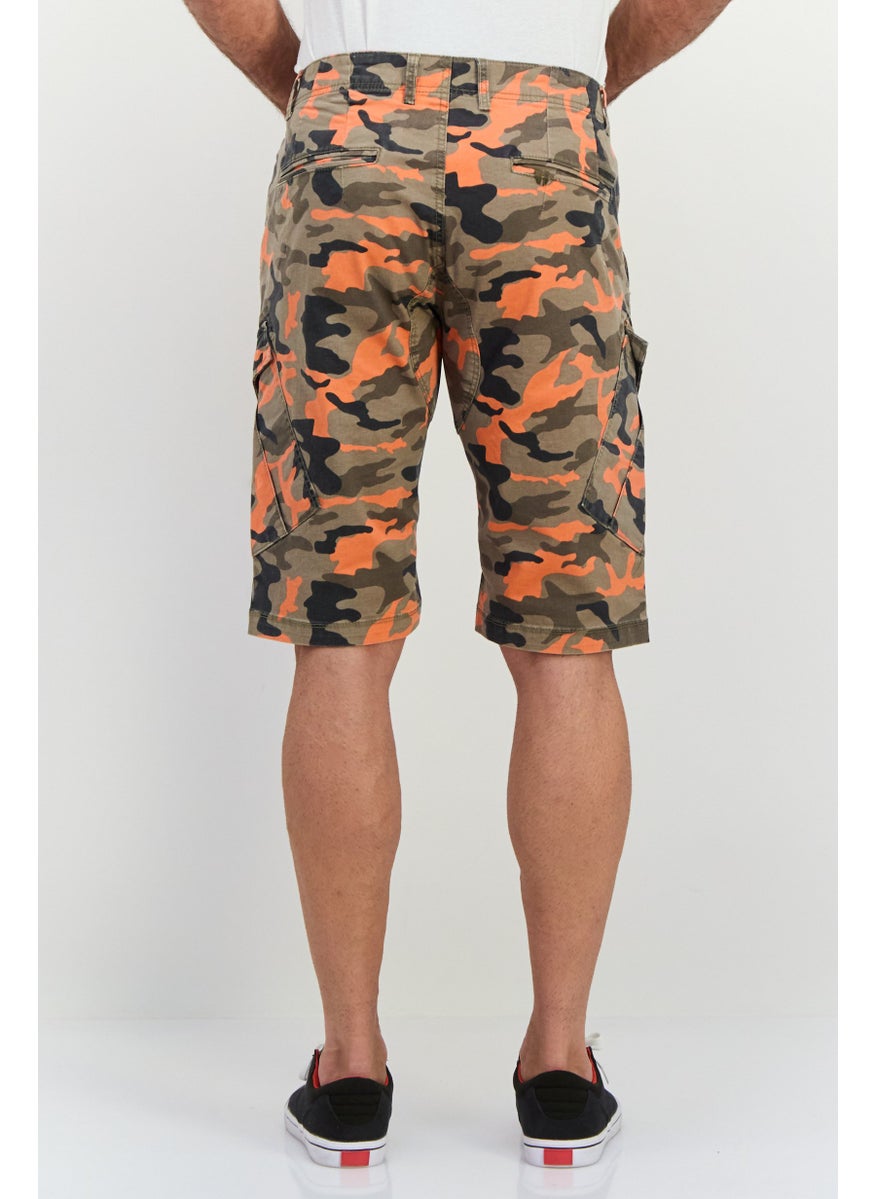 Men Camouflage Cargo Shorts, Olive