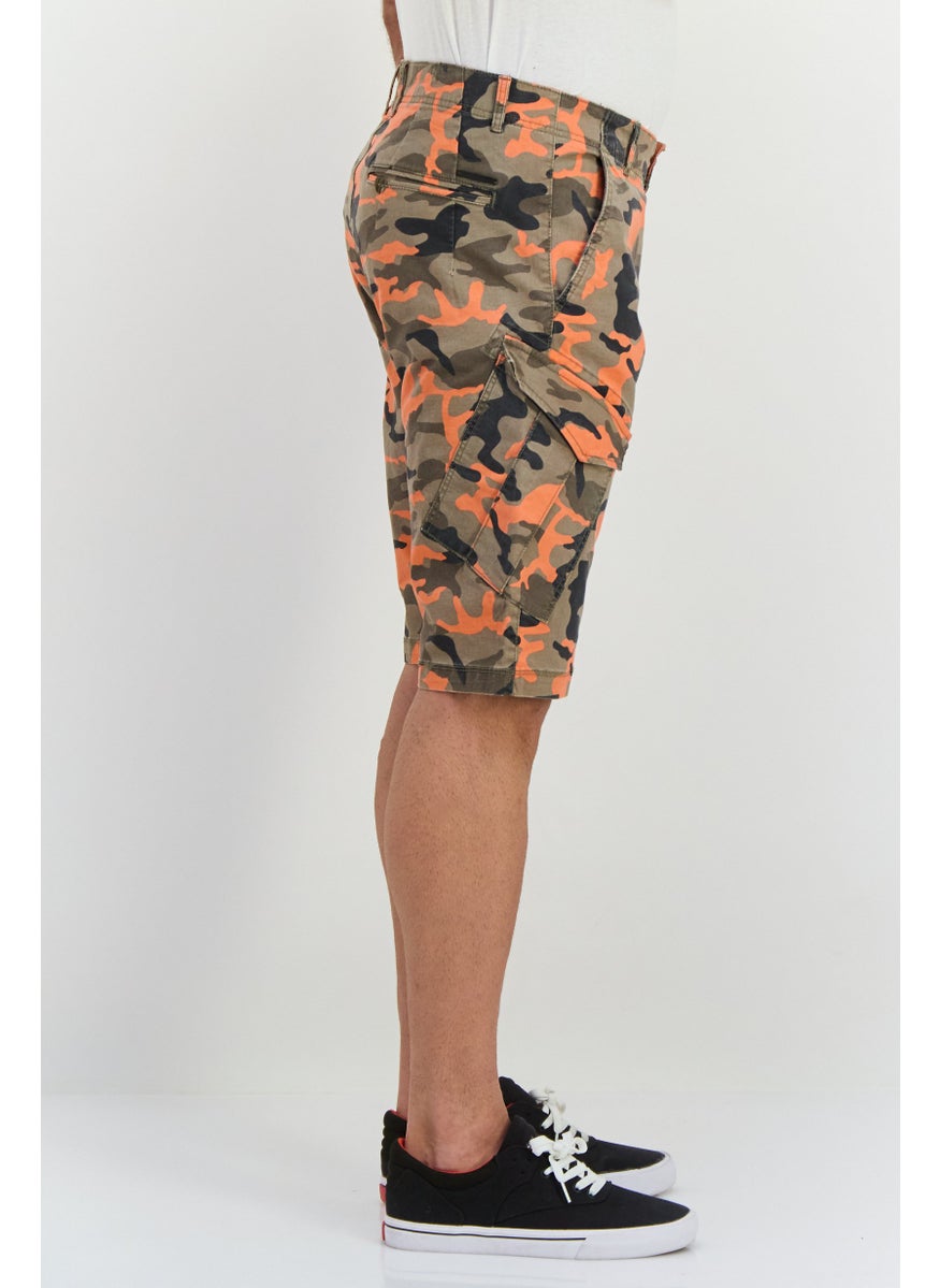 Men Camouflage Cargo Shorts, Olive