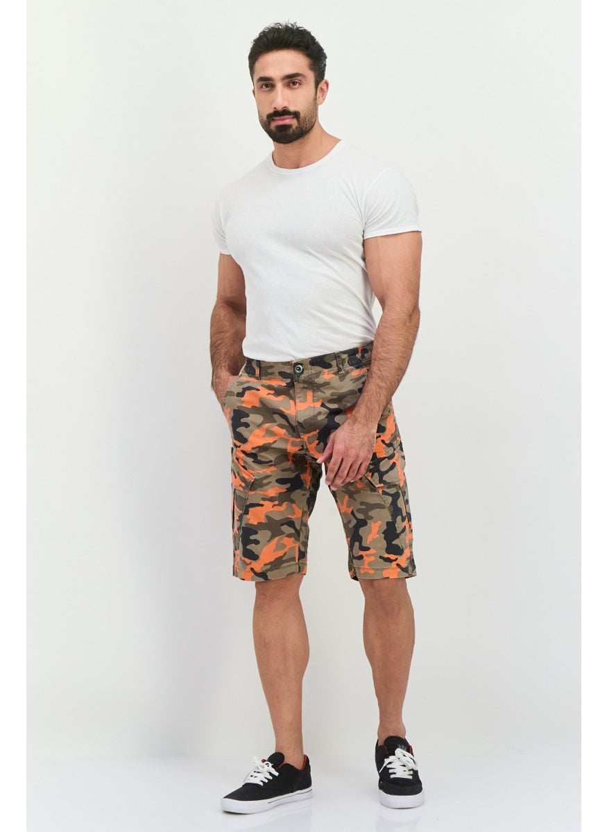 Men Camouflage Cargo Shorts, Olive