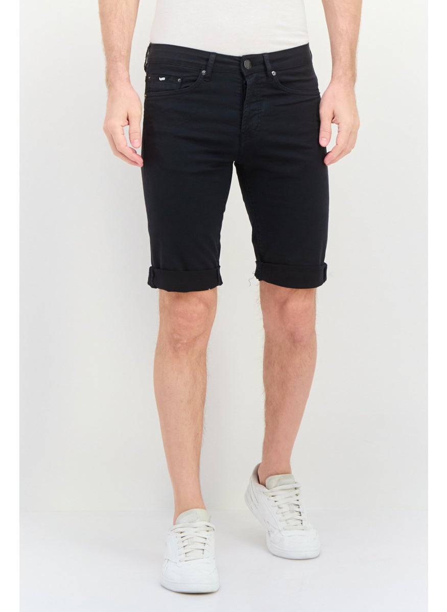 Men Plain Chino Shorts, Black