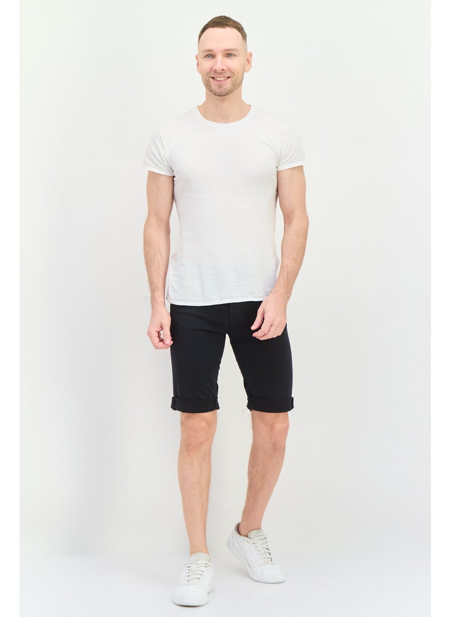 Men Plain Chino Shorts, Black