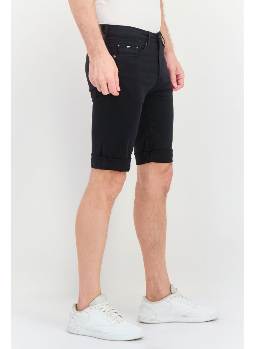 Men Plain Chino Shorts, Black