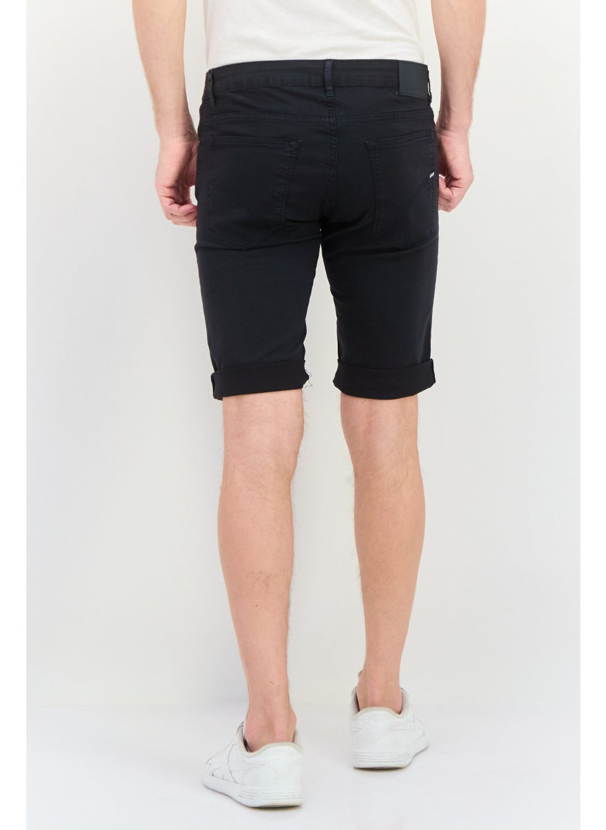 Men Plain Chino Shorts, Black
