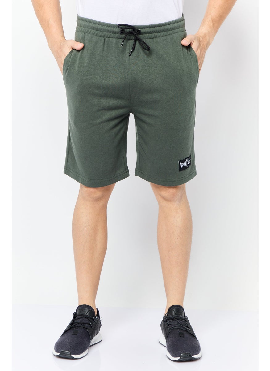 Men Drawstring Brand Logo Basic Short, Dark Grey