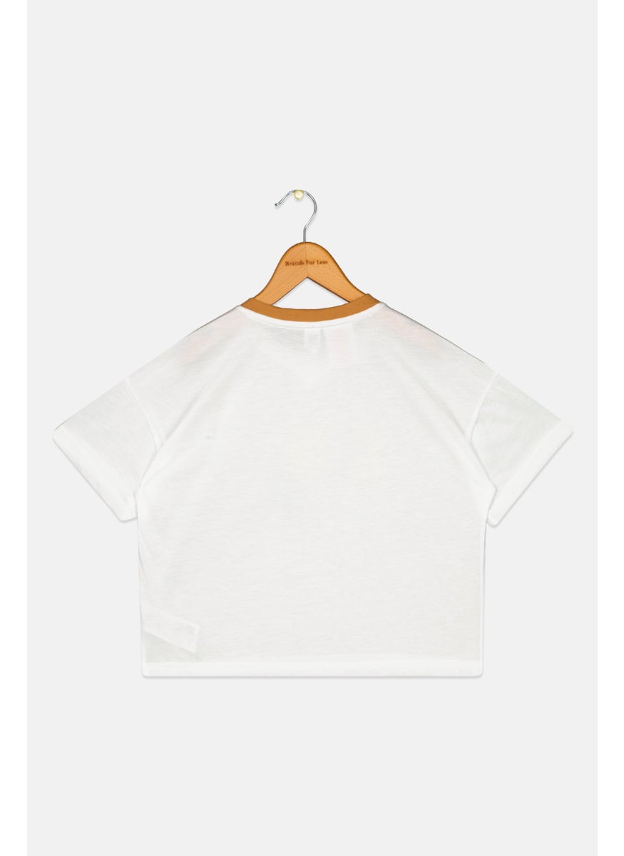Toddlers Girl Short Sleeve Outdoor T-shirt, White