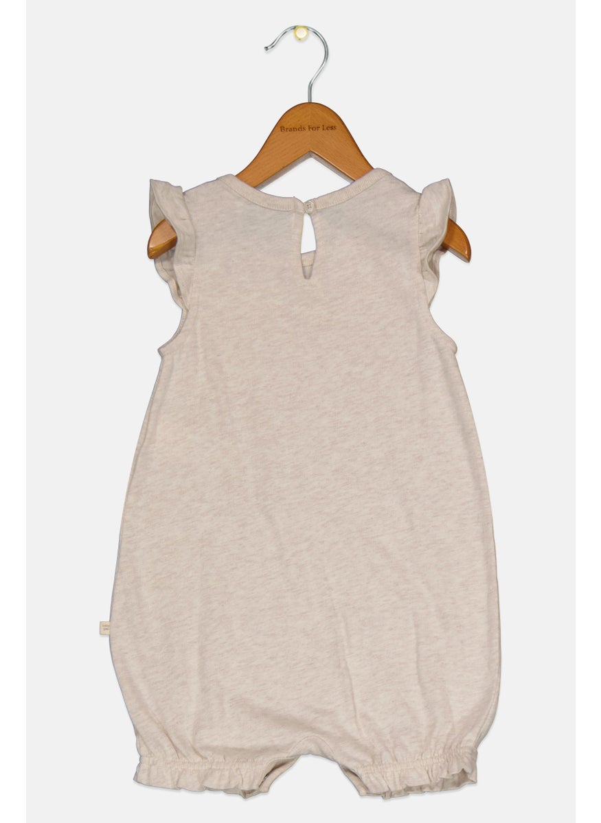 Toddlers Girl Graphic Print Rompers, Beige