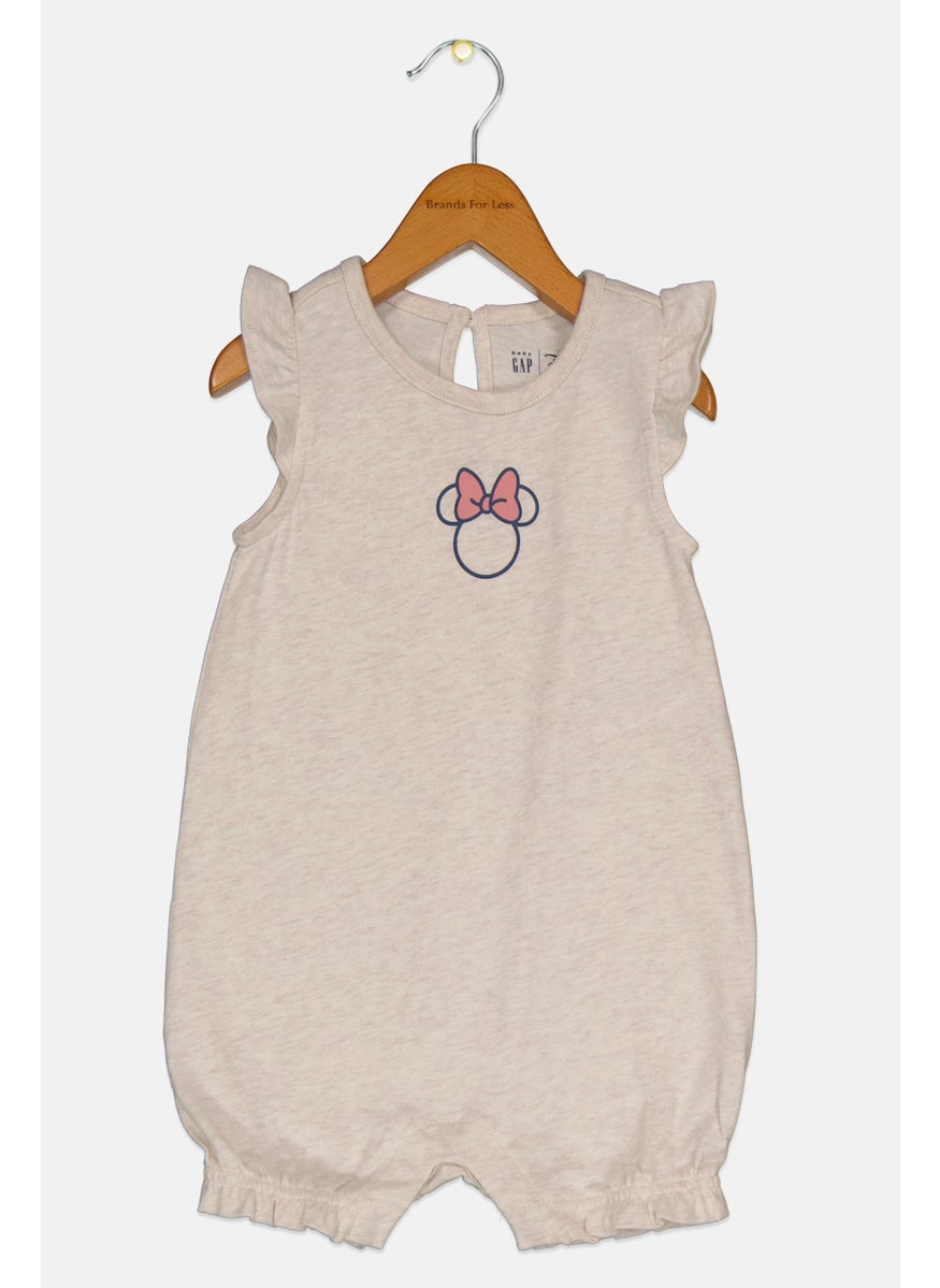 Toddlers Girl Graphic Print Rompers, Beige