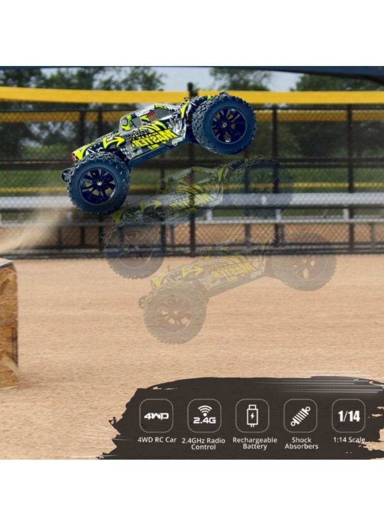 HAVT RC 1/14 Brushless Romote Control Cars with LED Headlight for Beginners. Fast 60 km/h,4X4 Offroad .RC car for adults for kids.Toys Gifts