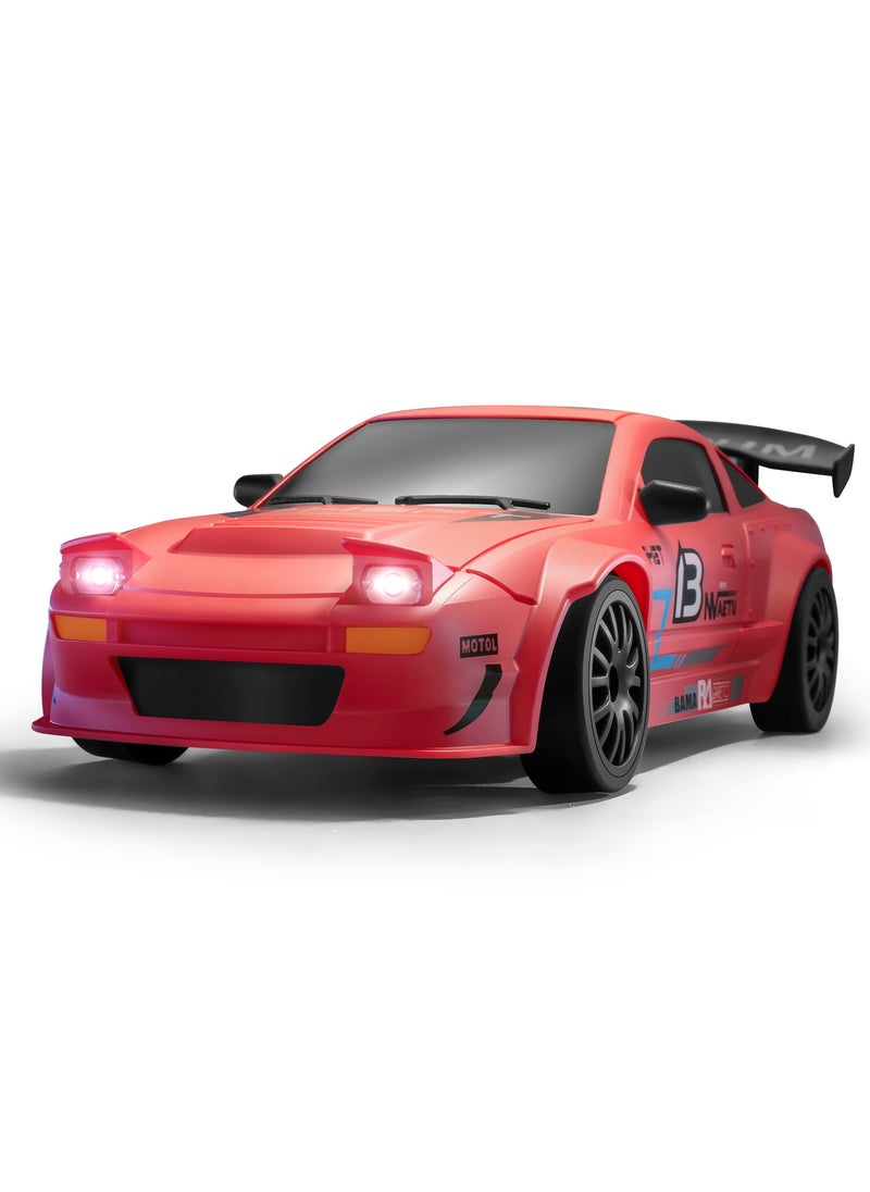 Harvestoy RC Drifting Car, 1:24 Scale, 4WD, High Speed ​​Remote Control Car, Truck with LED Light, Two Batteries, Drift Tires, Racing Sports Toy Car, Suitable for Adults, Boys and Girls, Children