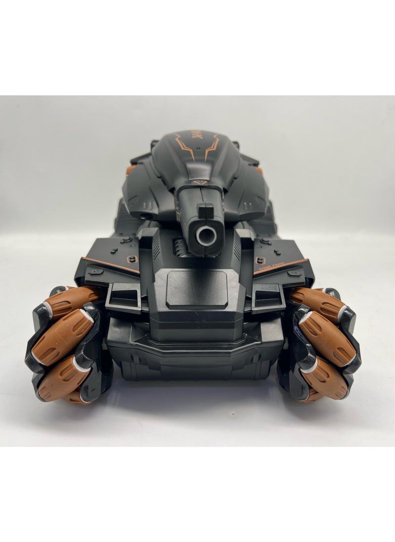 1:12 Scale Remote Control Water Bomb Tank Car Toy – 2.4G Watch Controlled RC Tank with Drift, 360° Rotation, Stunt Car for Kids, Multiplayer Battle Toy