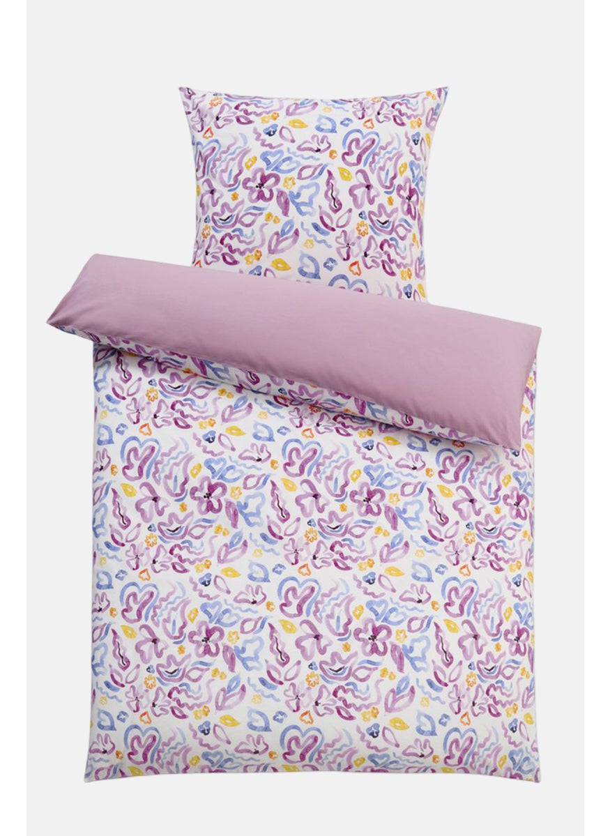 Allover Printed Duvet Set 135 x 200 cm, White Combo