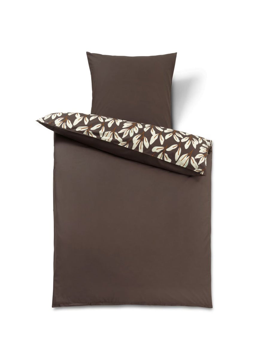 Single Printed Duvet Set 135 x 200 cm, Dark Brown Combo