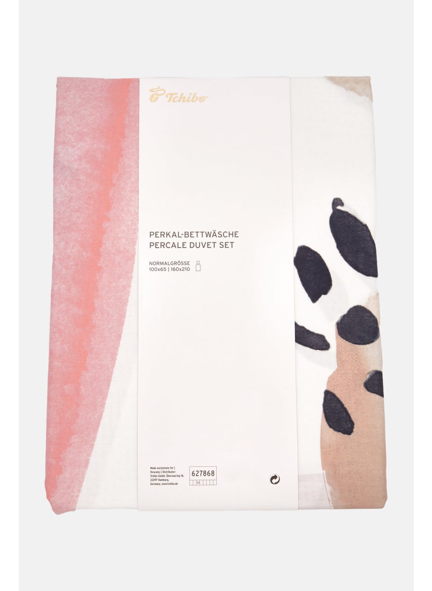 Single Percale Duvet Set 160 x 210 cm, White Combo