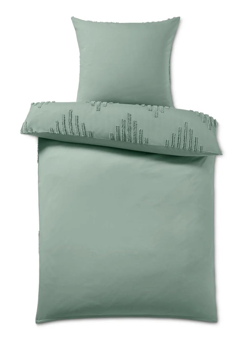 Double Textured Duvet Set 160 x 210 cm, Green
