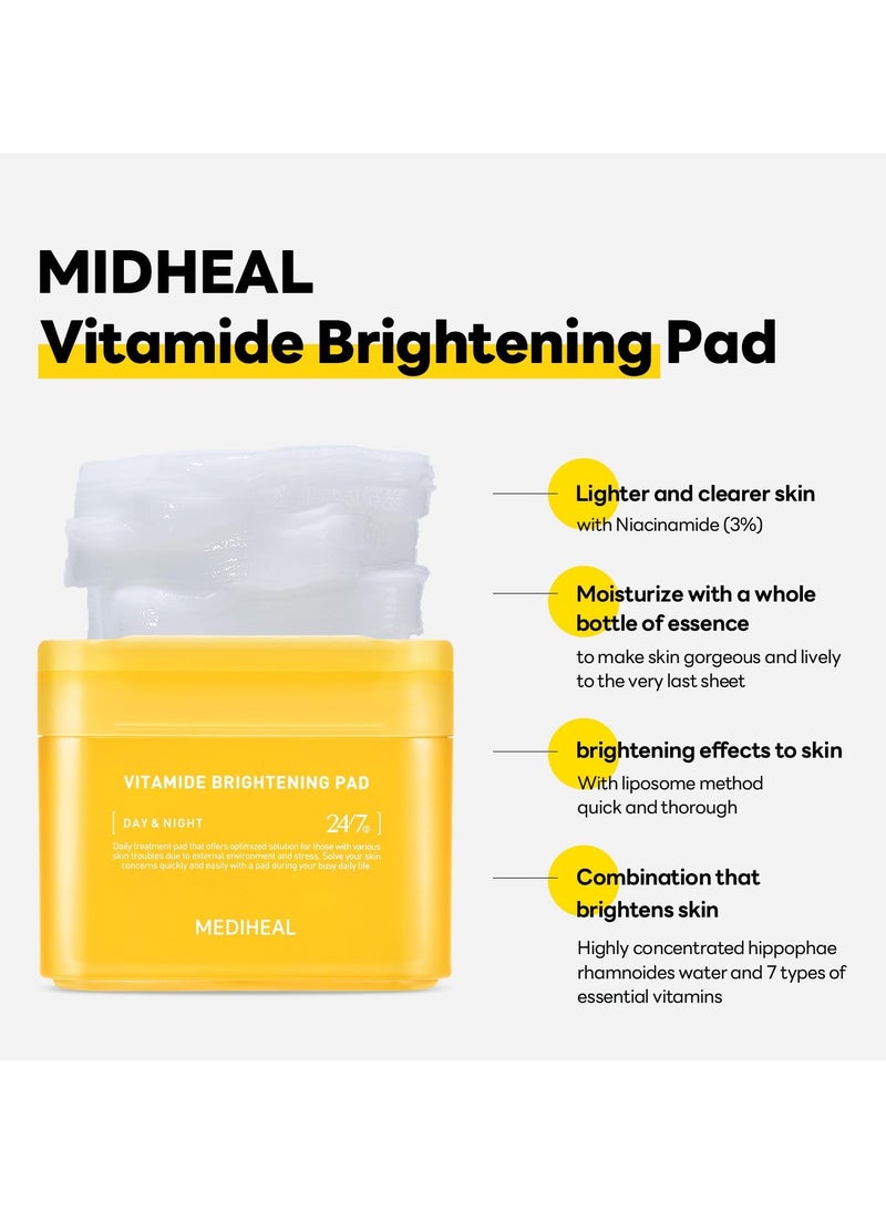 Vitamide Brightening Pad - Vegan Face Hypoallergenic Pads with Niacinamide, Sea Buckthorn - Radiance Boosting Pads for Clear, Illuminating Skin 100 Pads