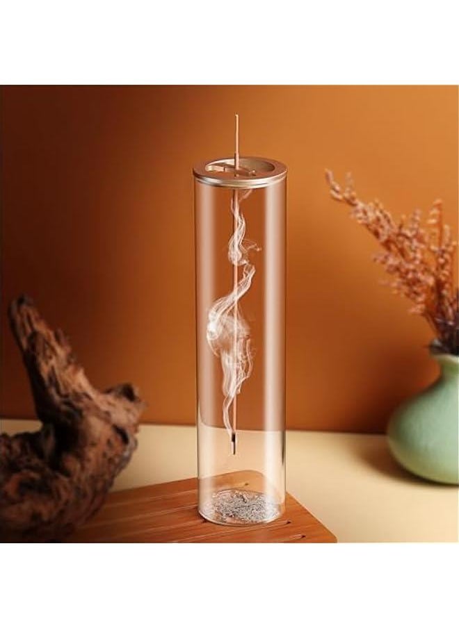 Incense Holder for Sticks 【Anti-Ash Flying】, Modern Insence-Stick Burner Holder with Removable Glass Ash Catcher, for Home Decor Yoga Meditation