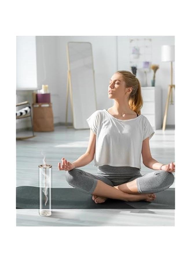 Incense Holder for Sticks 【Anti-Ash Flying】, Modern Insence-Stick Burner Holder with Removable Glass Ash Catcher, for Home Decor Yoga Meditation