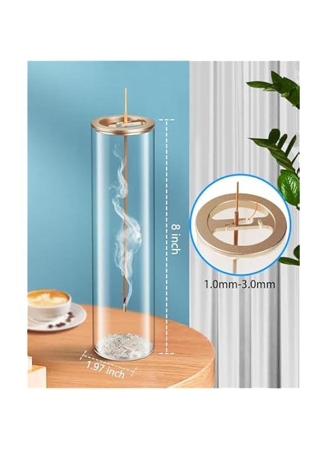 Incense Holder for Sticks 【Anti-Ash Flying】, Modern Insence-Stick Burner Holder with Removable Glass Ash Catcher, for Home Decor Yoga Meditation