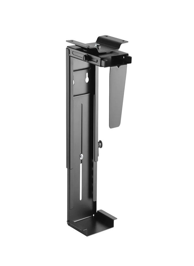 SH CP6 Universal Adjustable Under-Desk/Wall CPU Mount, Height Range 300–533mm, 10kg Load Capacity – Black