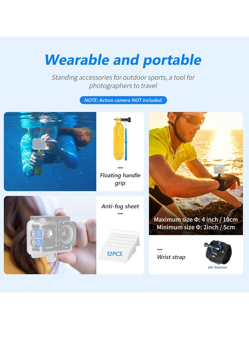 50 In 1 Action 5 Camera Accessory Kit Compatible with GoPro Hero 13 12 11 DJI OSMO 4 3 2 Insta360 X4 X3 SJCAM AKASO VicTsing APEMAN Campark Sony Sports DV with GP-10 Action Camera Pole Mount