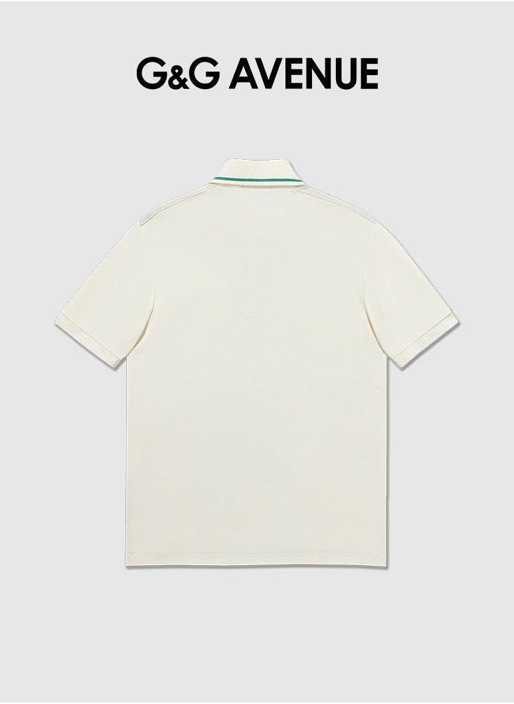 Men Short sleeved Polo Shirt with Elastic Golf Ribbon Polo Shirt Men's Flip Collar Short sleeved T-shirt