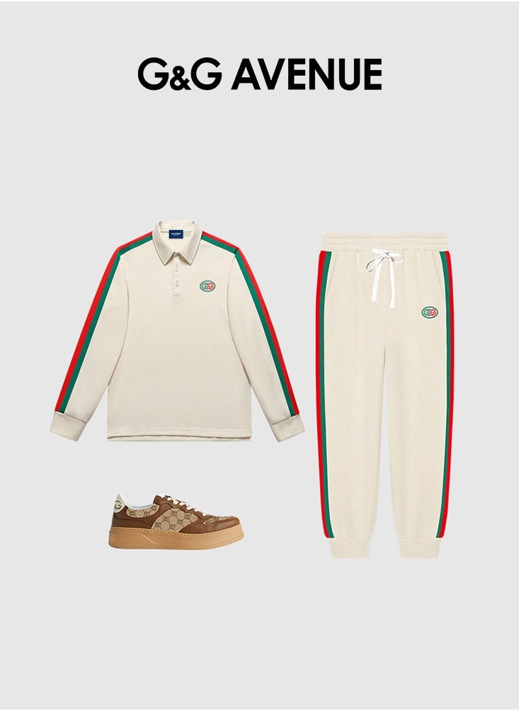 Men polo shirt sports shirt casual collar autumn and winter rainbow woven top soft and comfortable long sleeved T-shirt base shirt