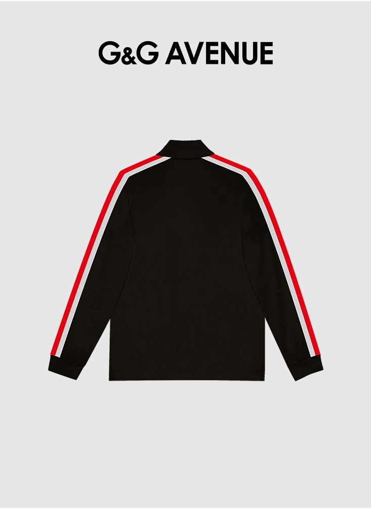 Men polo shirt sports shirt casual collar autumn and winter rainbow woven top soft and comfortable long sleeved T-shirt base shirt