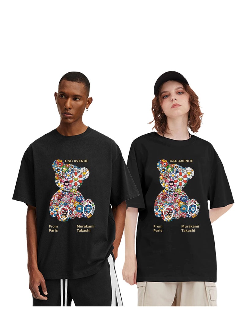 Heavy cotton fabric Unisex Exercise T-shirt, Gym Fitness Sports Short sleeved T-shirt, Round Neck Oversized
