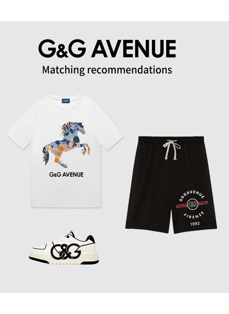 Heavy cotton fabric Summer pure cotton short sleeved unisex T-shirt, Oversized and fashionable couple, colored horse bottomed shirt