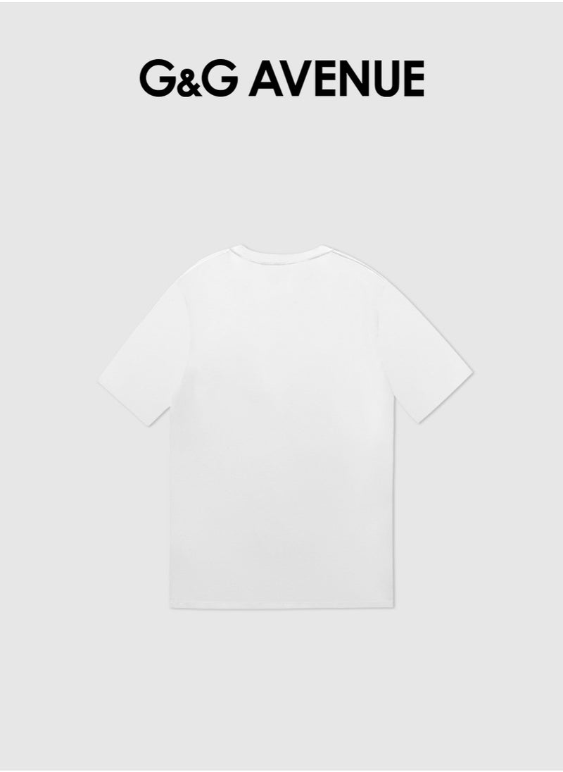 Men's Oversized round neck T-shirt, pure cotton thick and high-quality, 1/2 sleeve shirt slim fit new trend white Heavy cotton fabric