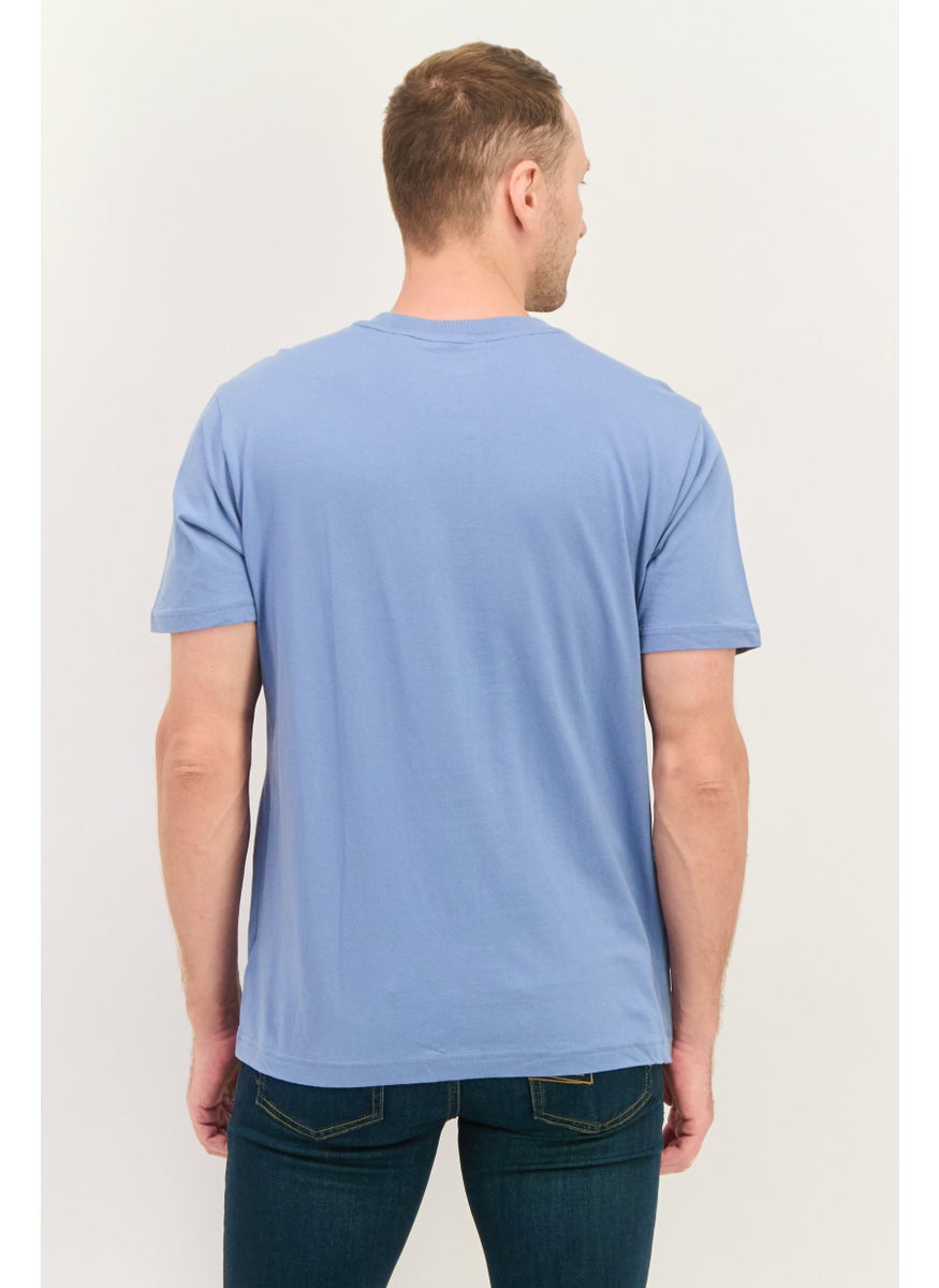 Men Crew Neck Short Sleeve Solid T Shirt, Slate Blue
